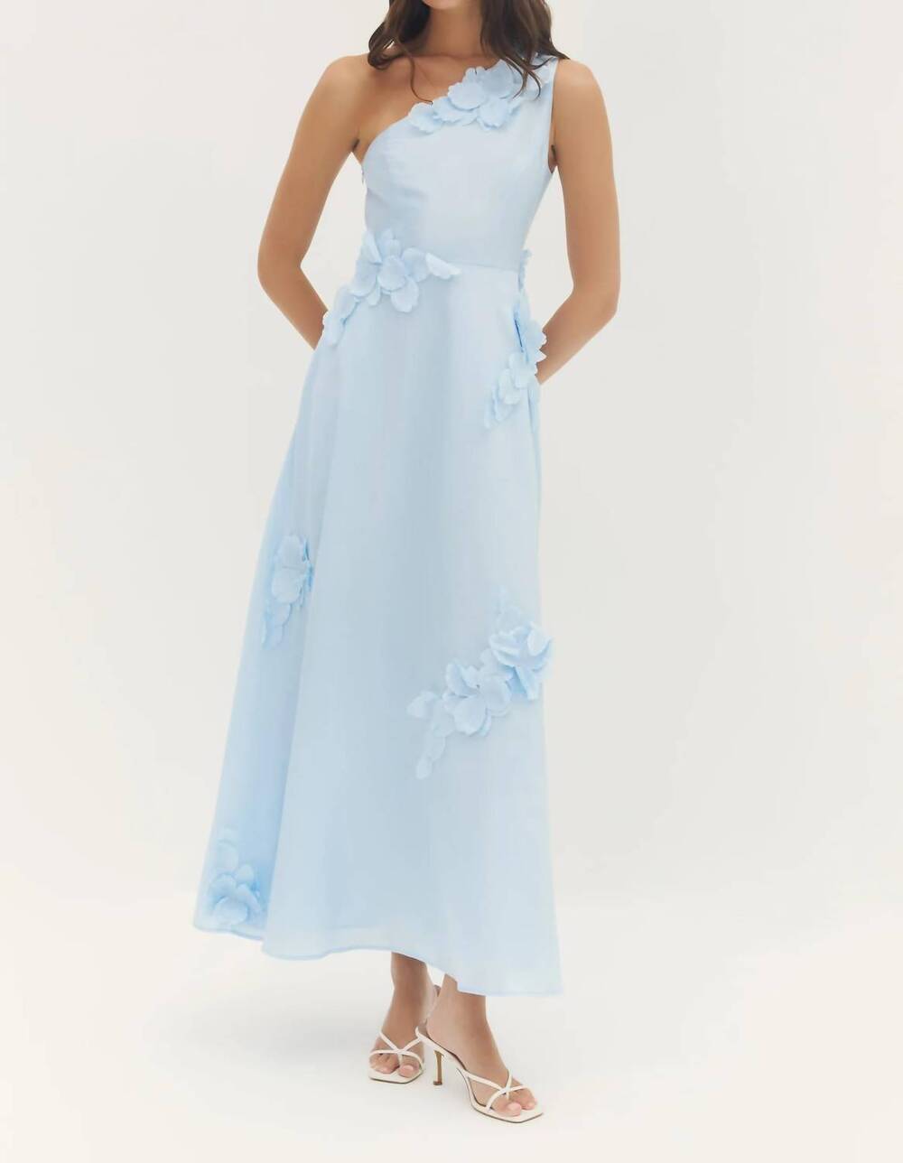 NEW HUTCH adalaide sleeveless one shoulder gown in baby blue